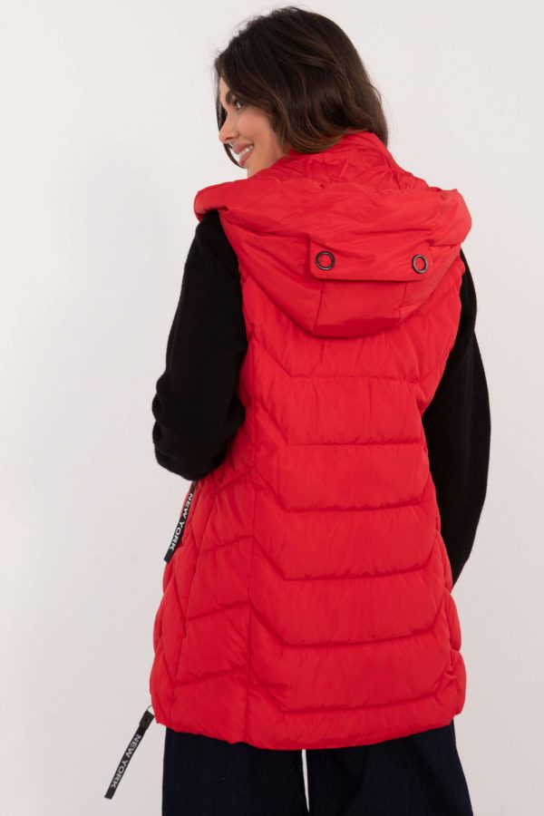 Red Gilet in Women`s Coats, Jackets with Polyester