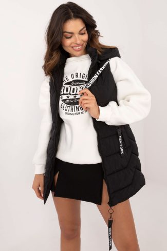 Black Gilet in Women`s Coats, Jackets with Polyester