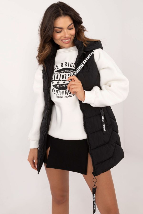 Black Gilet in Women`s Coats, Jackets with Polyester