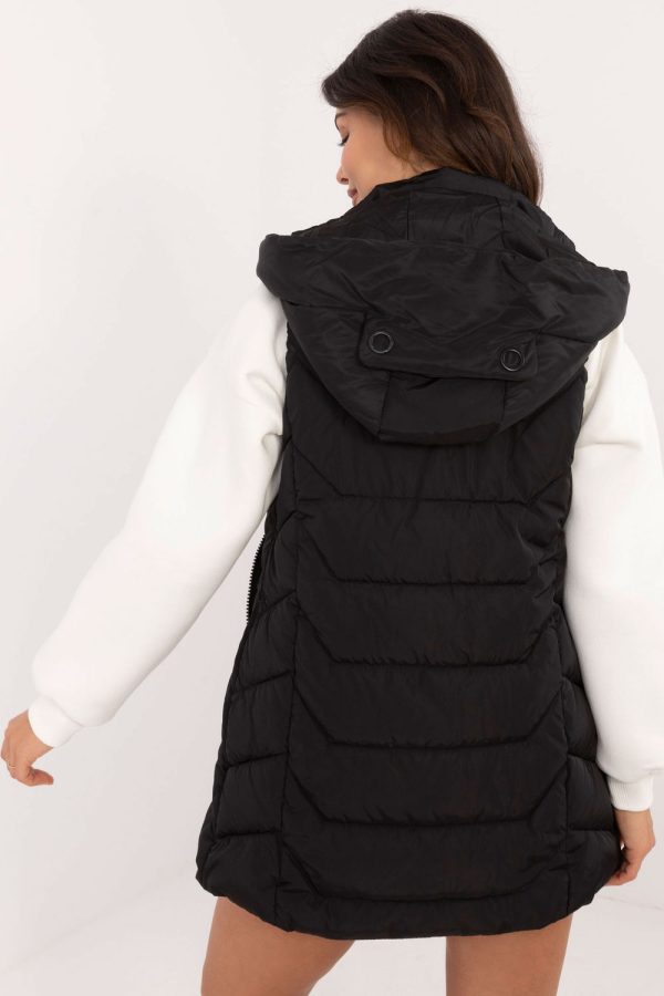 Black Gilet in Women`s Coats, Jackets with Polyester