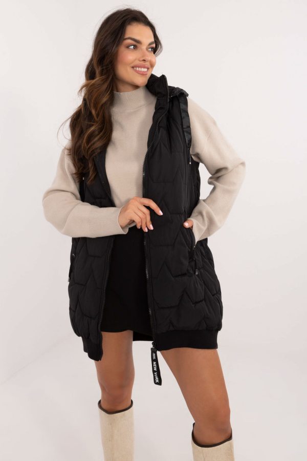 Black Gilet in Women`s Coats, Jackets with Polyester
