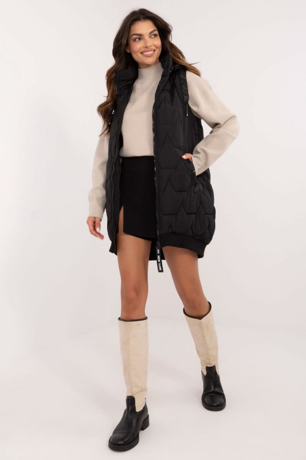 Black Gilet in Women`s Coats, Jackets with Polyester