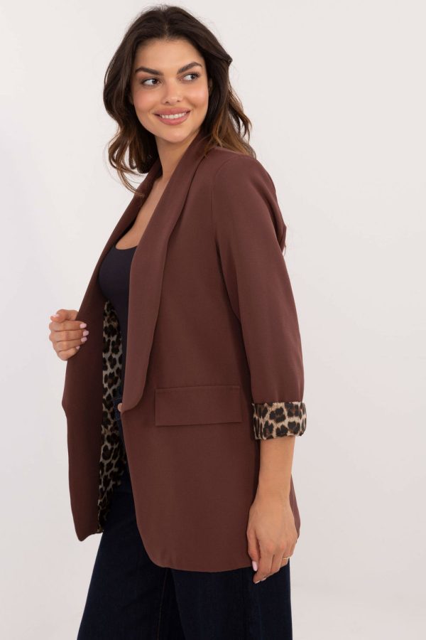 Brown Jacket in Jackets, Vests For Women with Spandex and Polyester