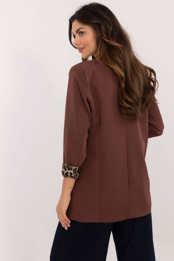 Brown Jacket in Jackets, Vests For Women with Spandex and Polyester