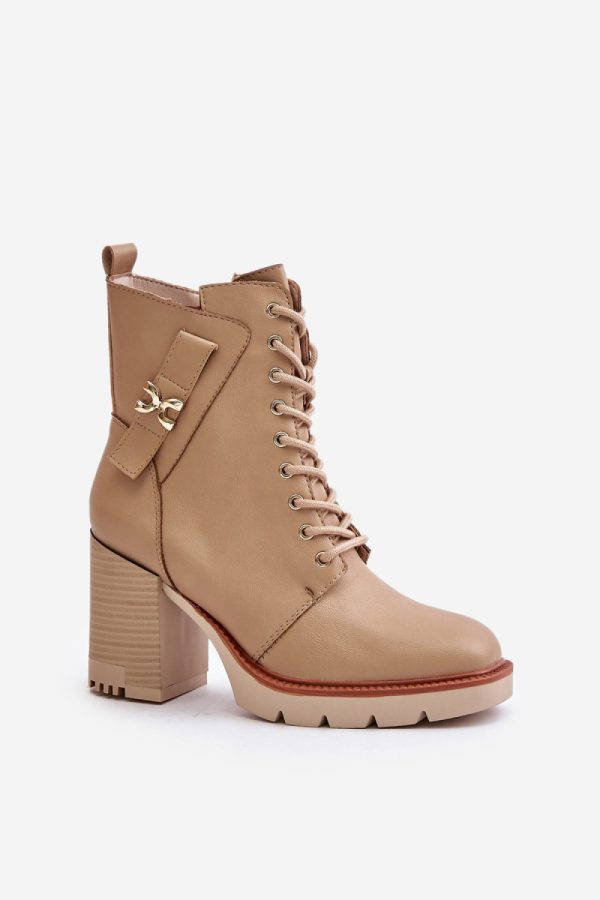 beige Heel boots model 201005 Step in style