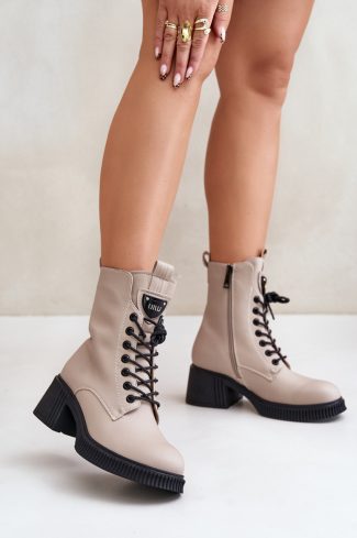 beige Heel boots model 201012 Step in style