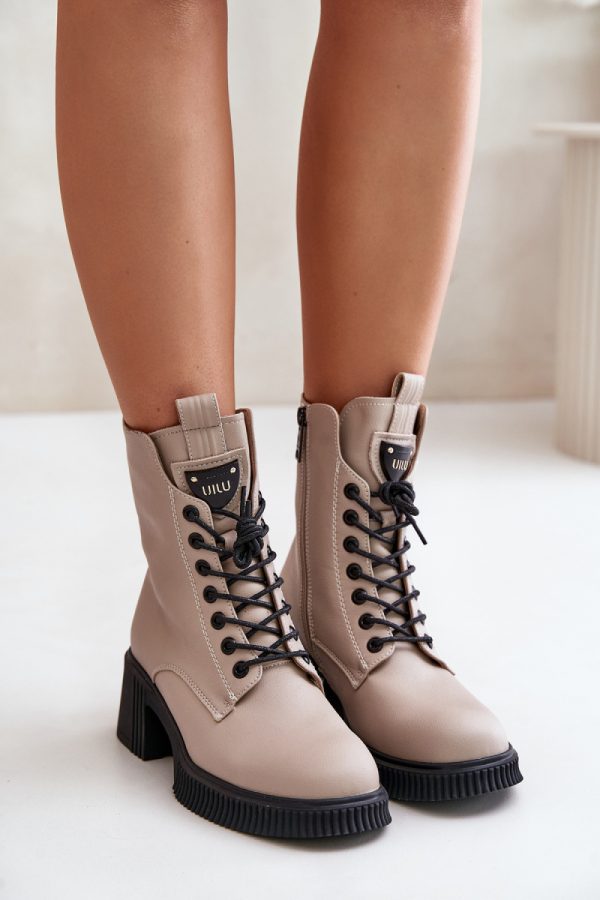 beige Heel boots model 201012 Step in style
