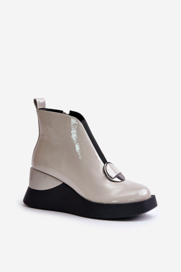 Grey Buskin Boots in Women`s Ankle Boots & Booties with Fabric, Warmers, Footbed, Upper Height and Heel Height