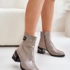 Grey Heel Boots in Women`s Ankle Boots & Booties with Fabric, Warmers, Footbed, Upper Height and Heel Height
