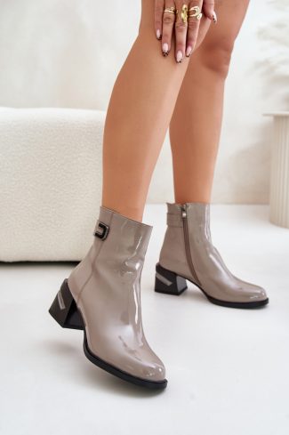 1041601.jpg Grey Heel Boots in Women`s Ankle Boots & Booties with Fabric, Warmers, Footbed, Upper Height and Heel Height