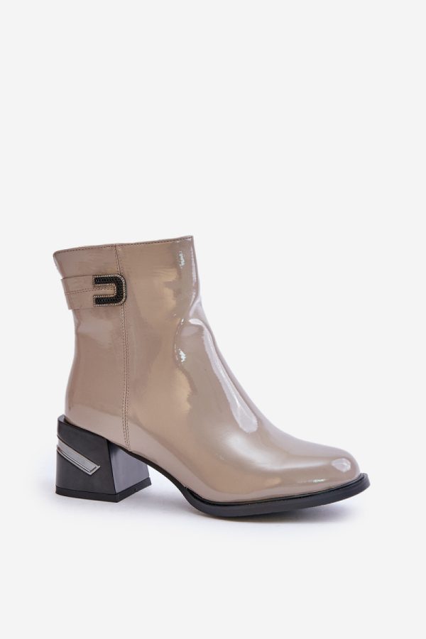 Grey Heel Boots in Women`s Ankle Boots & Booties with Fabric, Warmers, Footbed, Upper Height and Heel Height