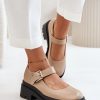 Beige Half Shoes in Women`s Ankle Boots & Booties with Fabric, Footbed, Upper Height, Heel Height and Platform Height