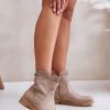 1041966.jpg Beige Boots in Women`s Ankle Boots & Booties with Fabric, Footbed, Upper Height and Heel Height