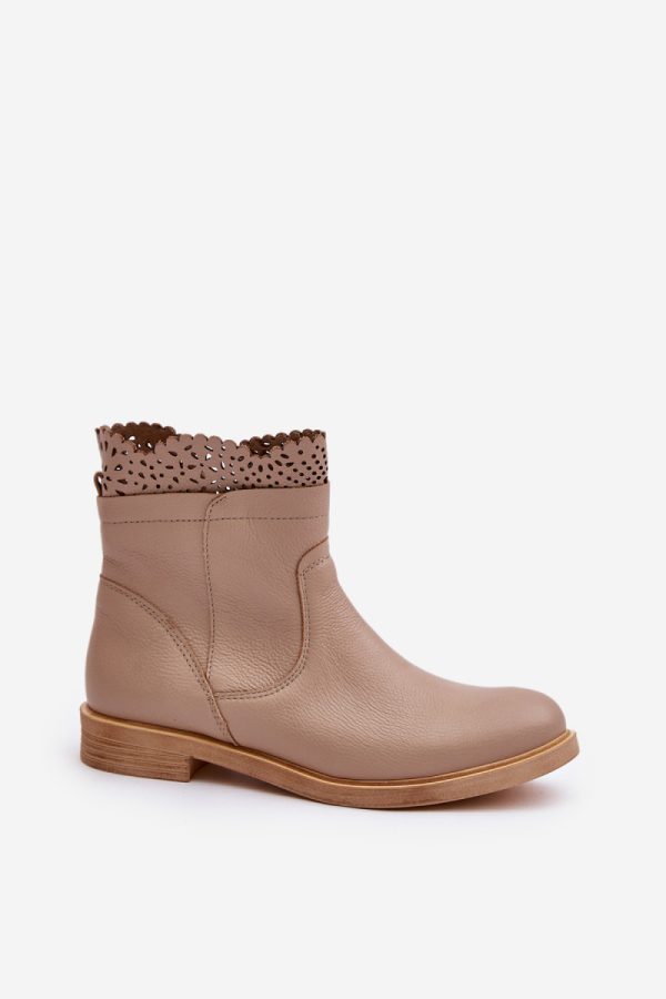 Beige Boots in Women`s Ankle Boots & Booties with Fabric, Footbed, Upper Height and Heel Height