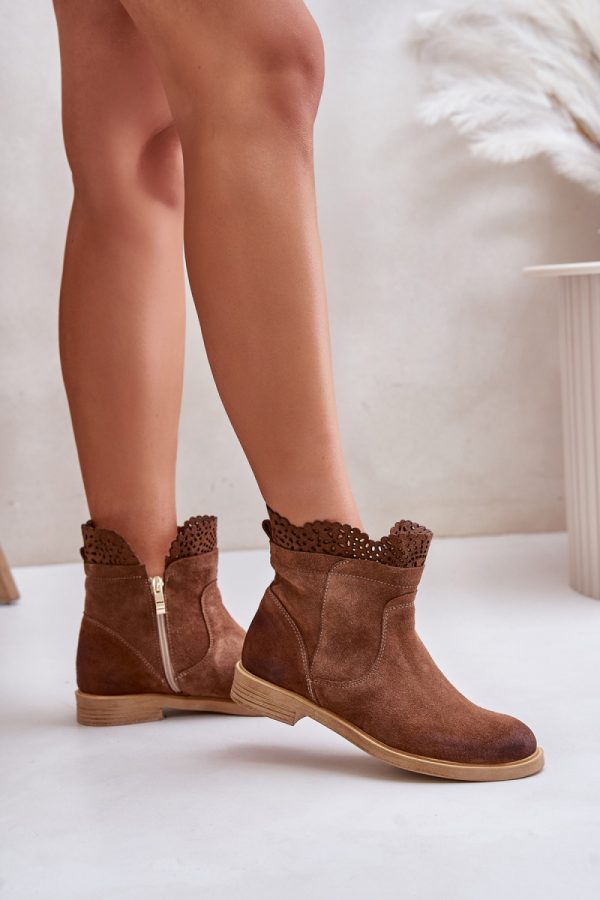 Brown Boots in Women`s Ankle Boots & Booties with Fabric, Footbed, Upper Height and Heel Height