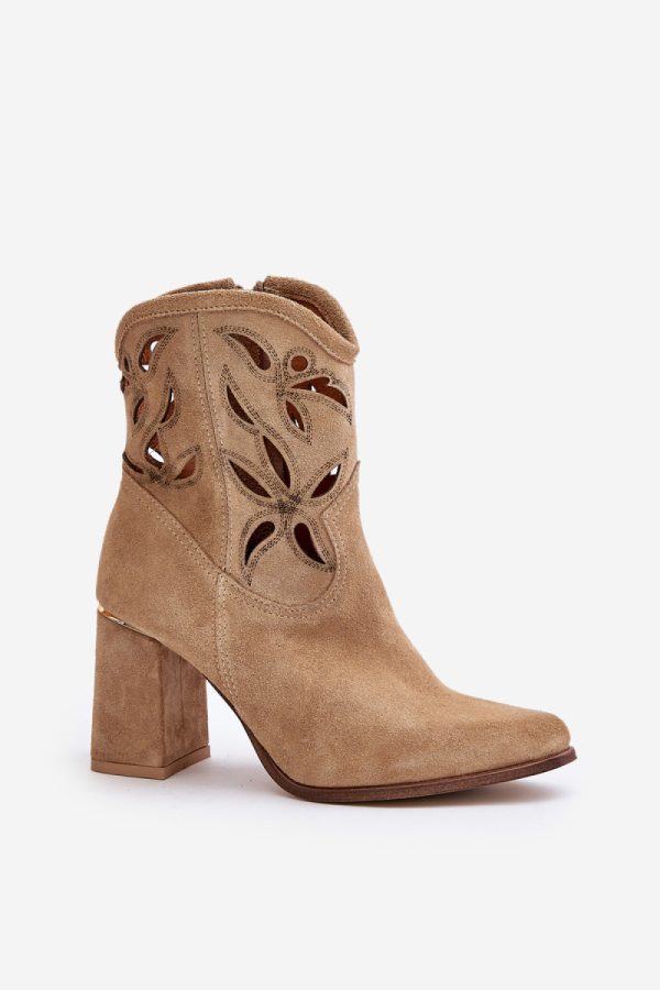 beige Heel boots model 201150 Step in style