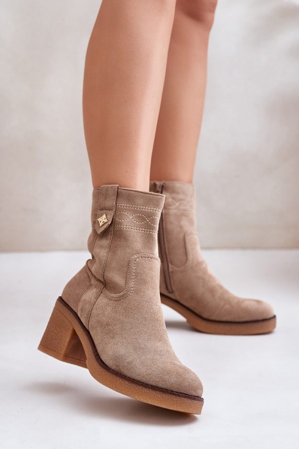 beige Heel boots model 201168 Step in style