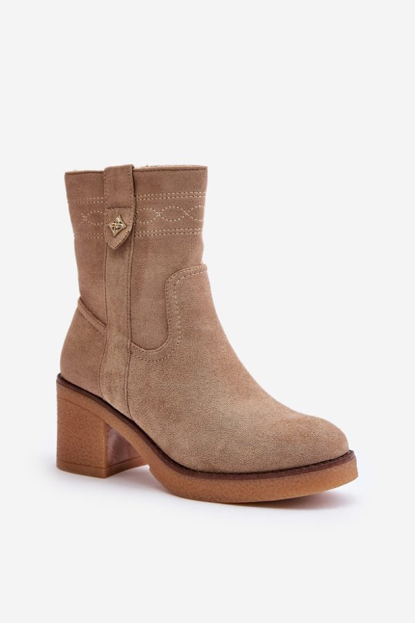 beige Heel boots model 201168 Step in style