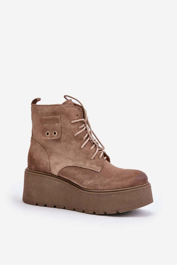 Beige Platform Boots in Women`s Ankle Boots & Booties with Fabric, Warmers, Footbed, Upper Height, Heel Height and Platform Height