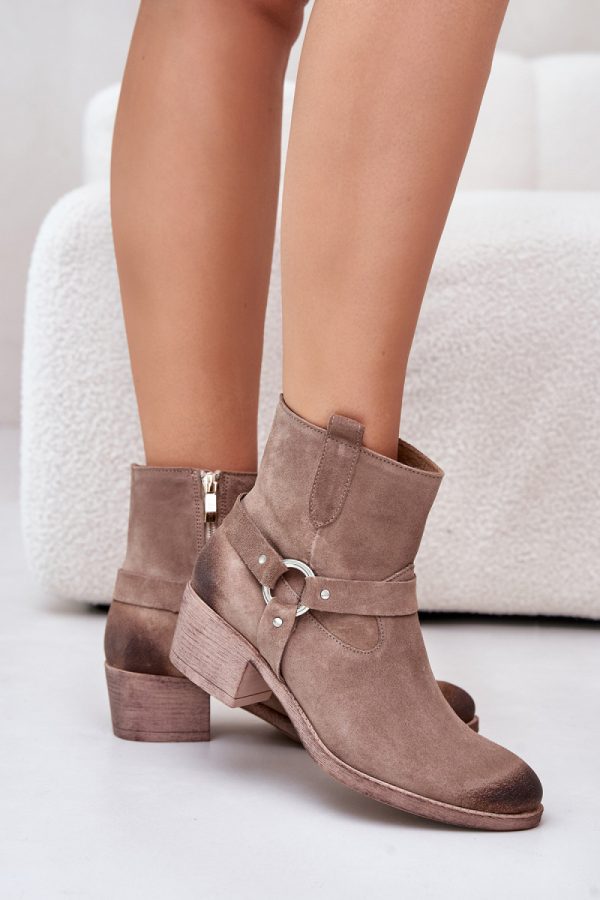 beige Heel boots model 201176 Step in style