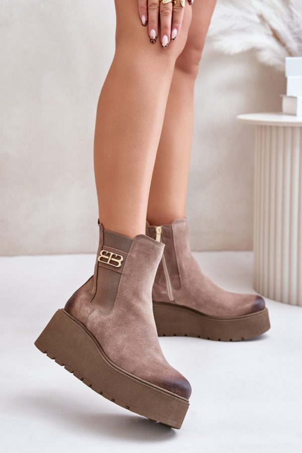 beige Buskin boots model 201181 Step in style