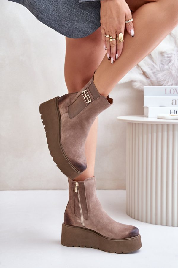 beige Buskin boots model 201181 Step in style