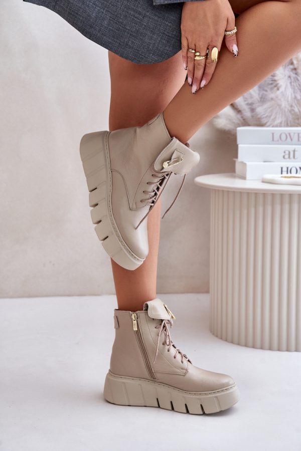 beige Buskin boots model 201184 Step in style