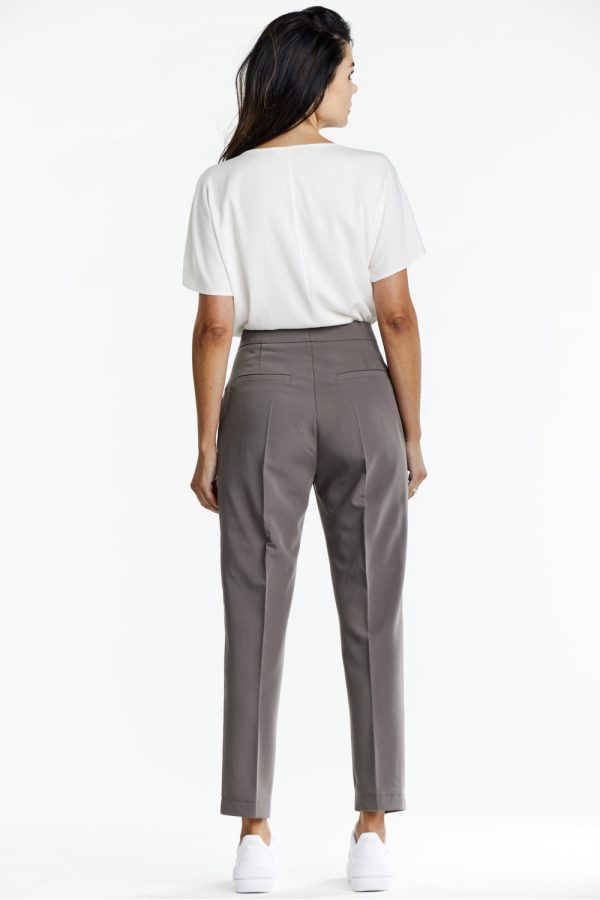Brown Women Trousers in Pants, Trousers, Shorts with Spandex, Polyester and Viscose