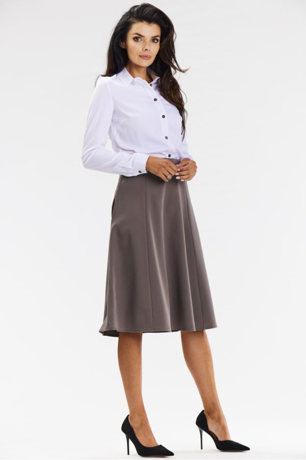 Brown Skirt in Skirts with Spandex, Polyester and Viscose