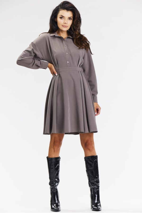 Brown Daydress in Day Dresses with Spandex, Polyester and Viscose