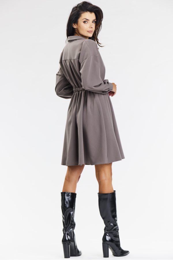 Brown Daydress in Day Dresses with Spandex, Polyester and Viscose