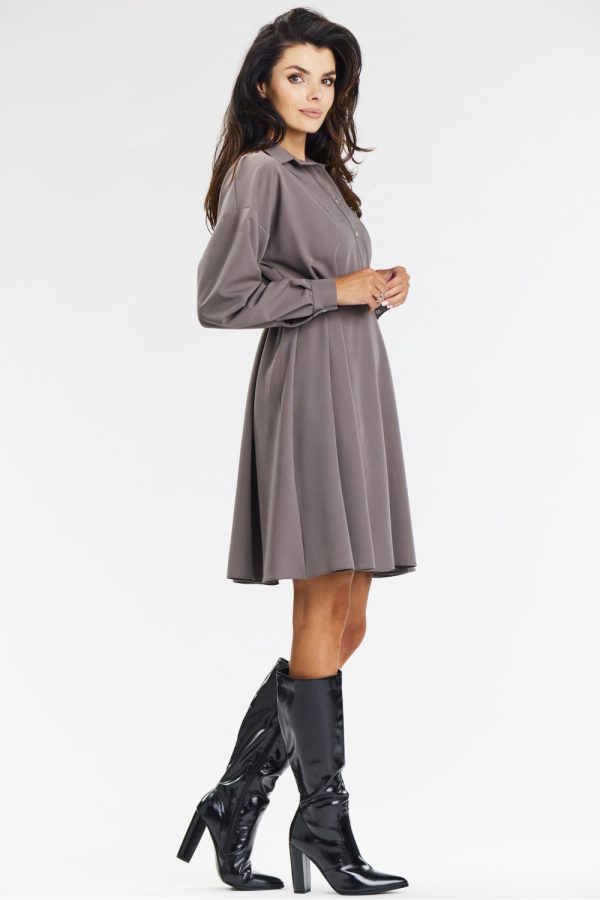 Brown Daydress in Day Dresses with Spandex, Polyester and Viscose