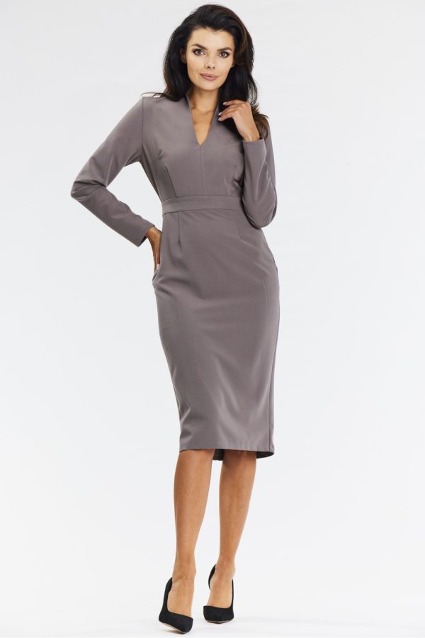 Brown Daydress in Day Dresses with Spandex, Polyester and Viscose