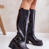 Black Heel Boots in Over The Knee High Boots, Thigh High Boots with Fabric, Footbed, Upper Height and Heel Height