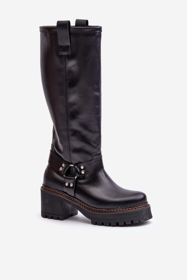 Black Heel Boots in Over The Knee High Boots, Thigh High Boots with Fabric, Footbed, Upper Height and Heel Height