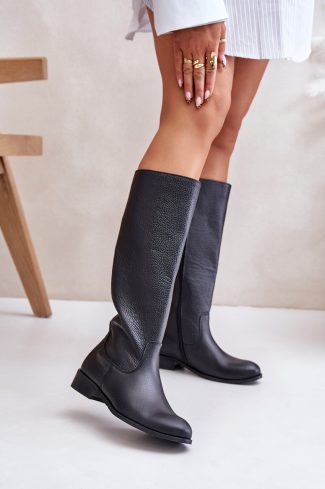 Black Thigh-Hight Boots....Fabric, Footbed, Upper Height and Heel Height