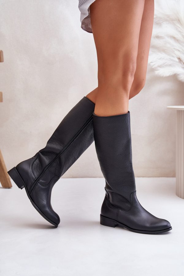 Black Thigh-Hight Boots....Fabric, Footbed, Upper Height and Heel Height