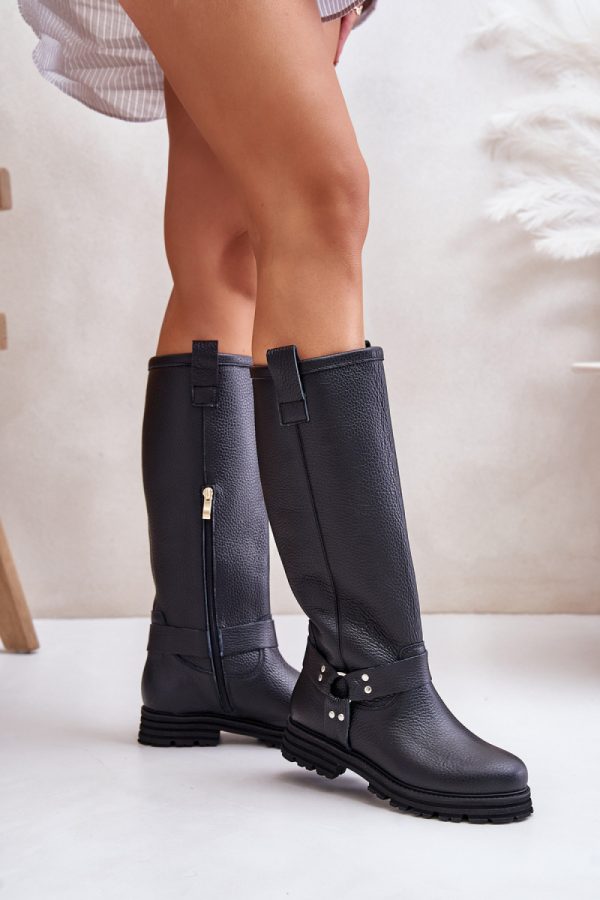 Black Thigh-Hight Boots in Over The Knee High Boots, Thigh High Boots with Fabric, Warmers, Footbed, Upper Height and Heel Height