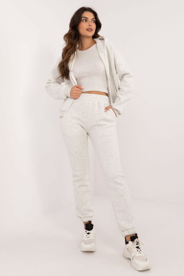 Grey Set in Pants, Trousers, Shorts with Cotton and Polyester