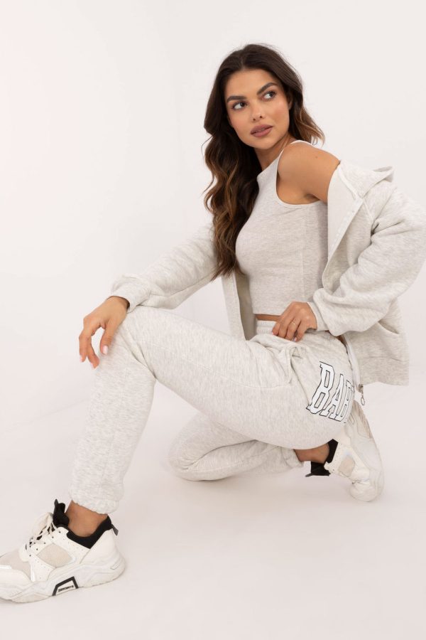 Grey Set in Pants, Trousers, Shorts with Cotton and Polyester