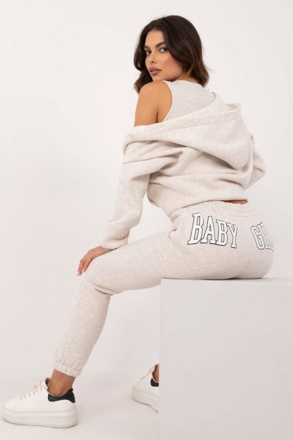 Beige Set in Pants, Trousers, Shorts with Cotton and Polyester