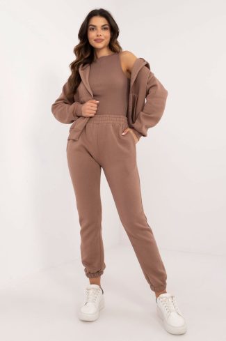 Brown Set in Pants, Trousers, Shorts with Cotton and Polyester