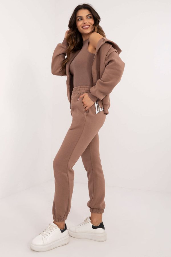 Brown Set in Pants, Trousers, Shorts with Cotton and Polyester