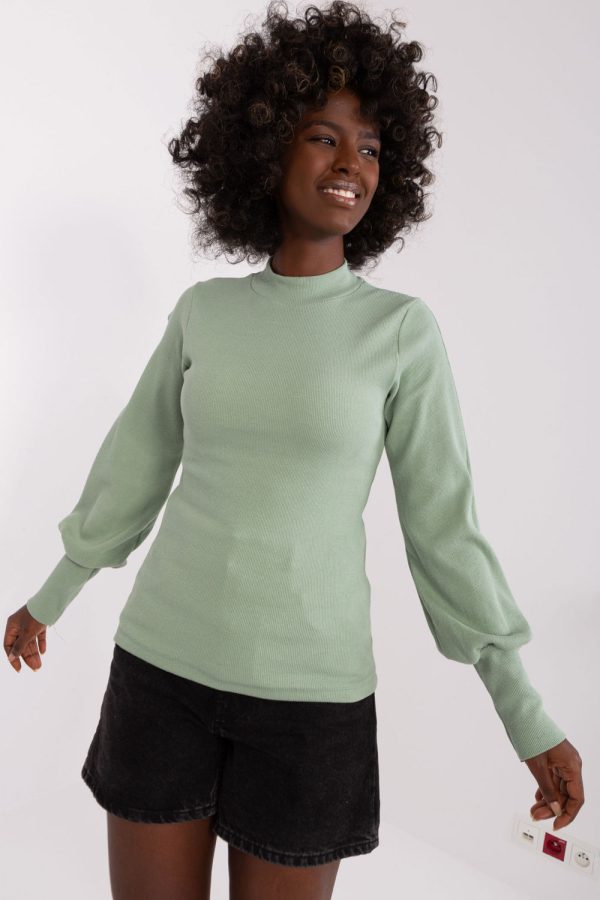 Green Blouse in Women`s Blouses, Tunics with Cotton and Spandex