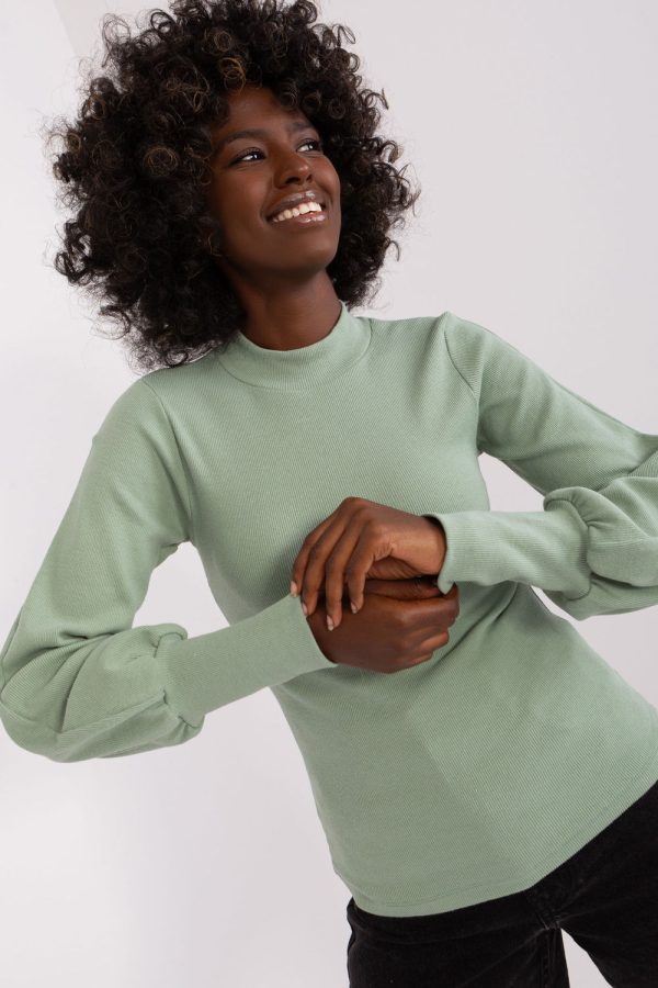 Green Blouse in Women`s Blouses, Tunics with Cotton and Spandex