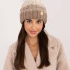 Beige Cap in Caps & Hats For Women with Acrylic, Polyamide and Wool