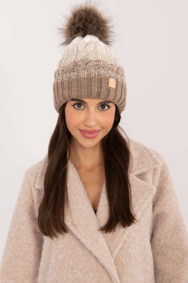 Beige Cap in Caps & Hats For Women with Acrylic, Polyamide and Wool