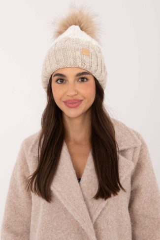 Beige Cap in Caps & Hats For Women with Acrylic, Polyamide and Wool