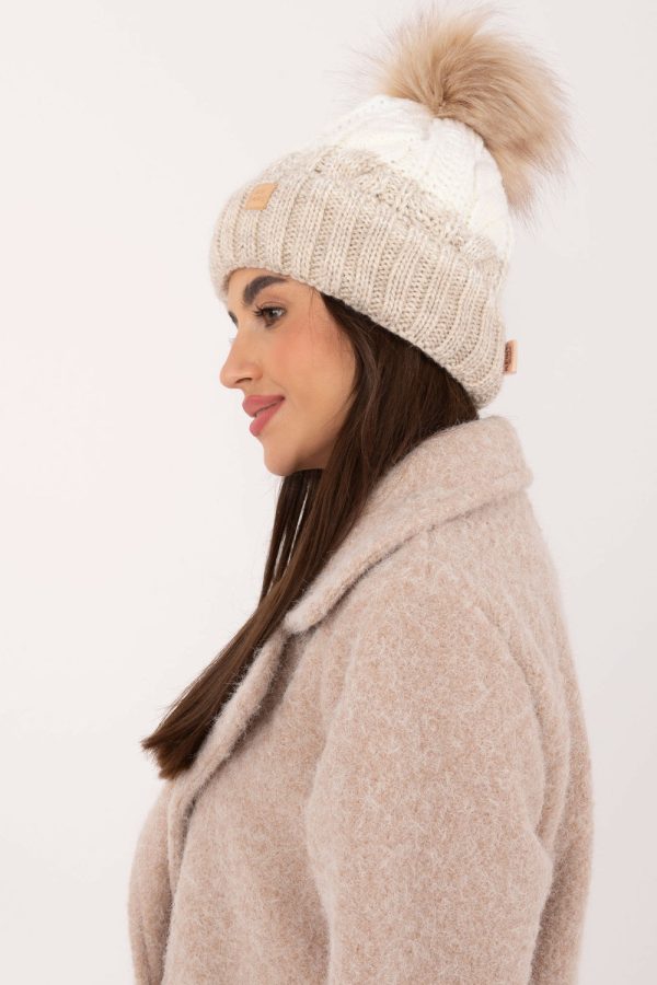 Beige Cap in Caps & Hats For Women with Acrylic, Polyamide and Wool