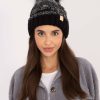 Black Cap in Caps & Hats For Women with Acrylic, Polyamide and Wool